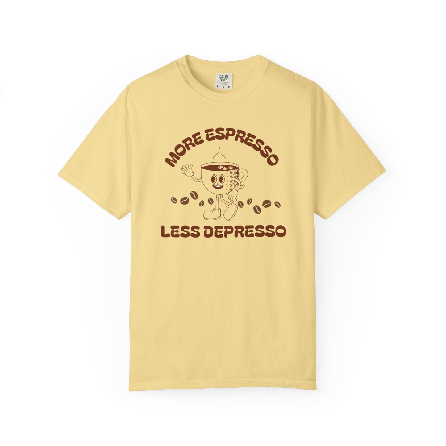 More Espresso Less Depresso Tee — Funny Coffee Lover T-Shirt