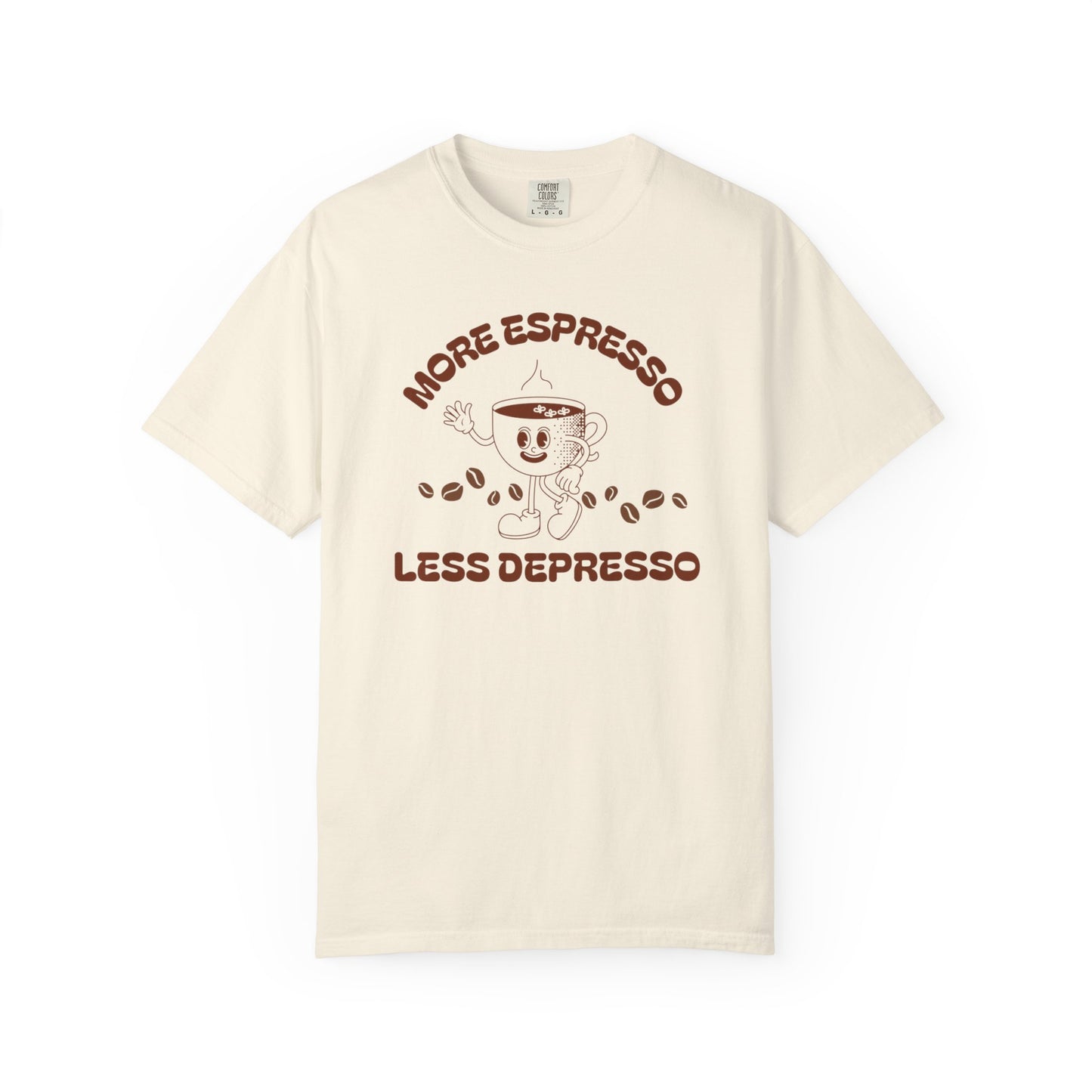 More Espresso Less Depresso Tee — Funny Coffee Lover T-Shirt