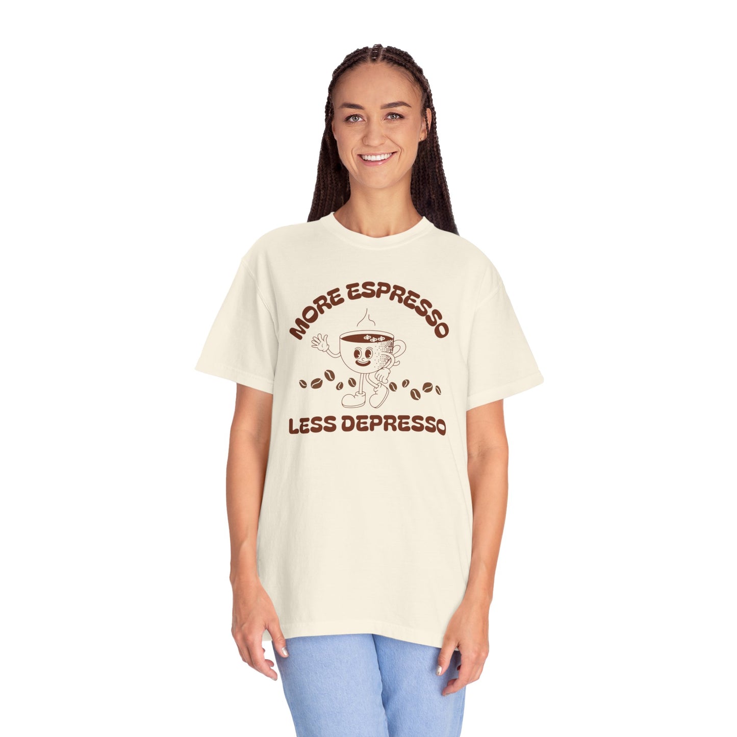 More Espresso Less Depresso Tee — Funny Coffee Lover T-Shirt