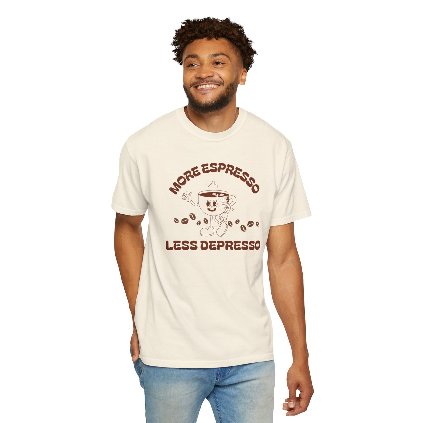 More Espresso Less Depresso Tee — Funny Coffee Lover T-Shirt