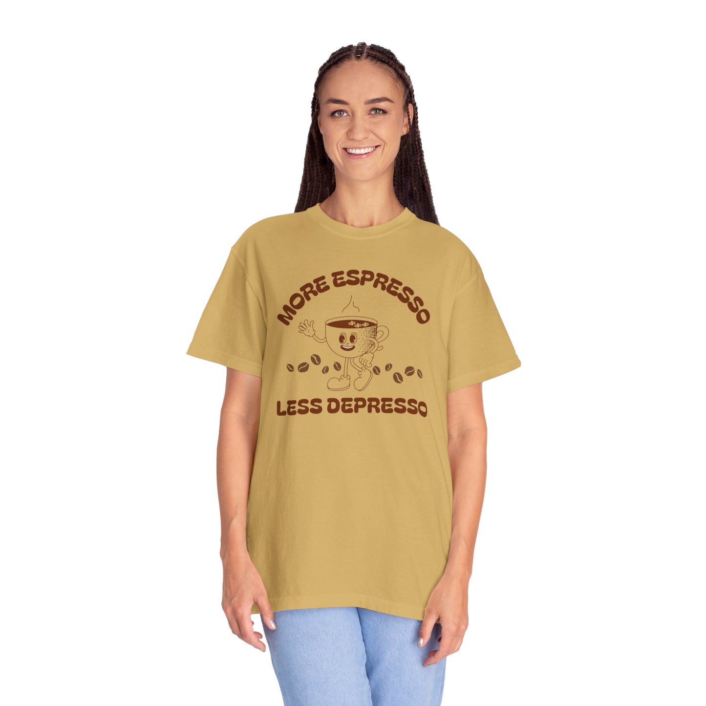 More Espresso Less Depresso Tee — Funny Coffee Lover T-Shirt