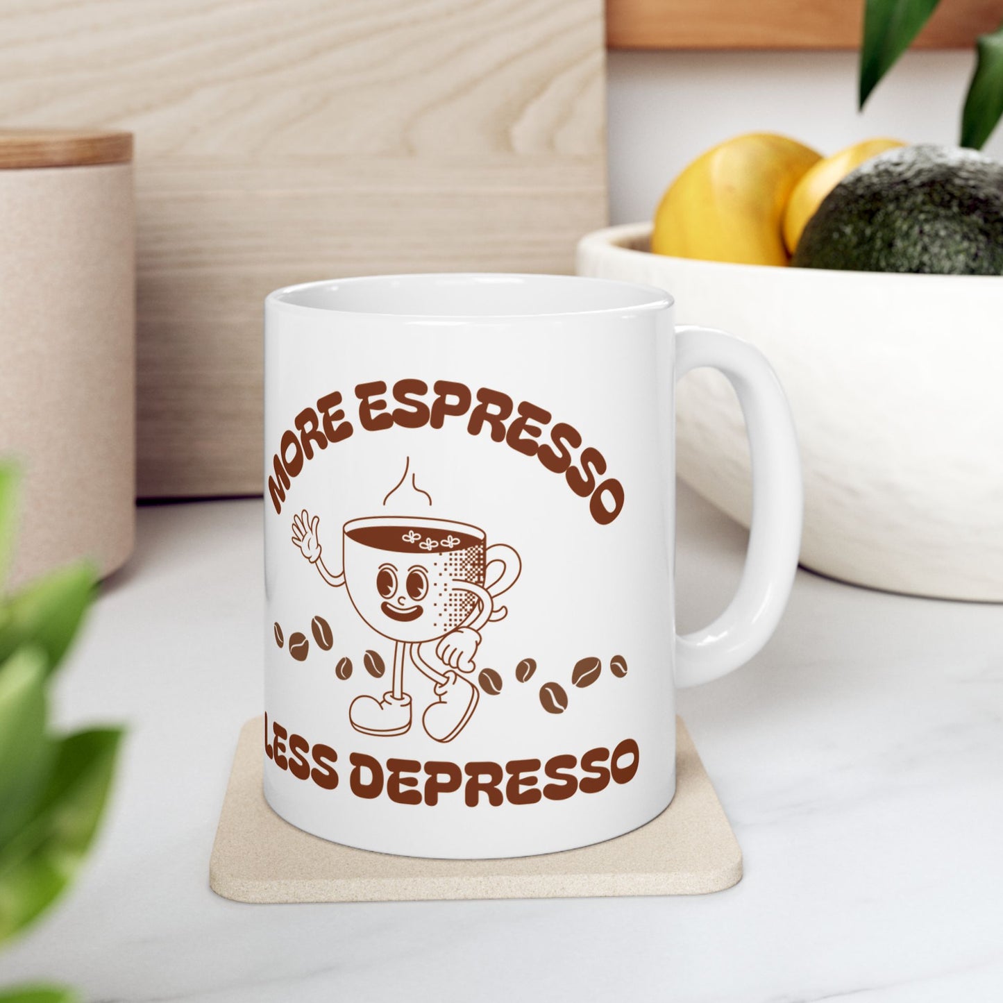jas coffee mug - "More Espresso, Less Depresso" (11oz/15oz)
