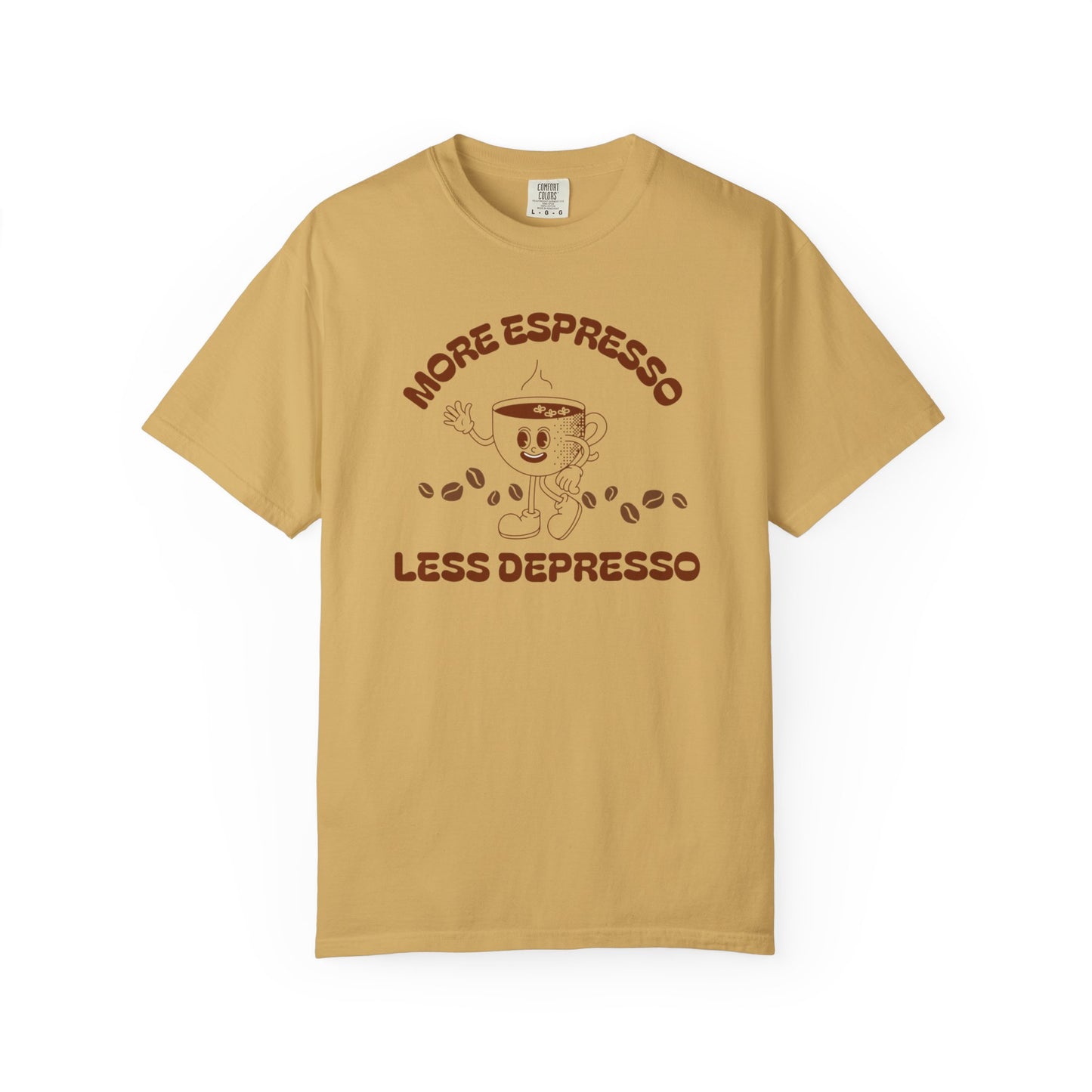 More Espresso Less Depresso Tee — Funny Coffee Lover T-Shirt