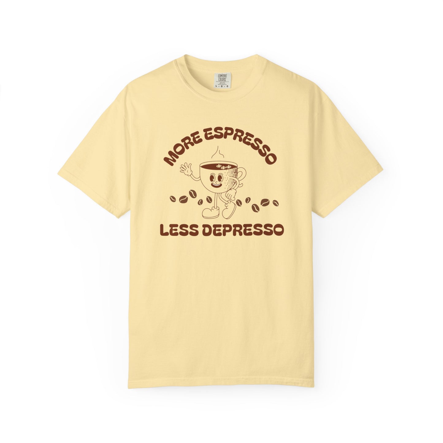 More Espresso Less Depresso Tee — Funny Coffee Lover T-Shirt