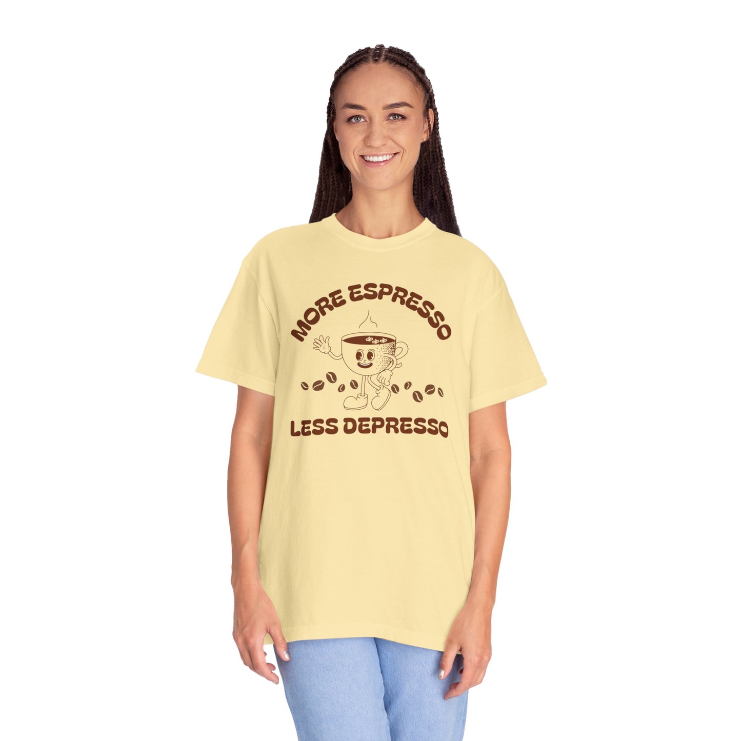 More Espresso Less Depresso Tee — Funny Coffee Lover T-Shirt