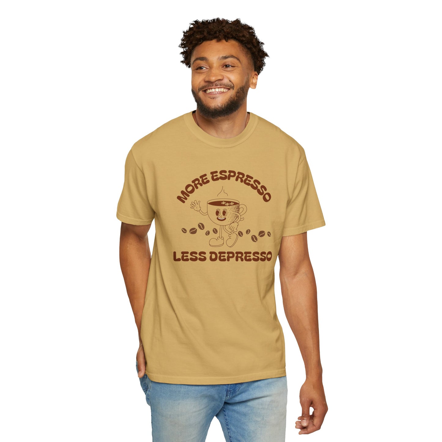 More Espresso Less Depresso Tee — Funny Coffee Lover T-Shirt
